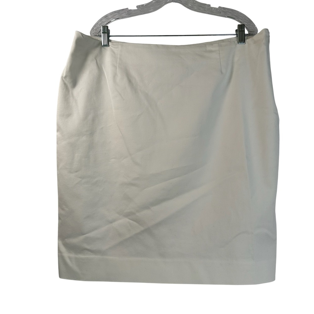 Charter Club White Cotton Blend Lined Pencil Skirt Size 18 Side Zip Tailored
